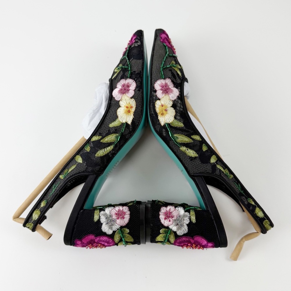 Betsey Johnson Heels Womens 8 Lira Floral Pump Embroidered Beaded Slingback NEW - Picture 4 of 12